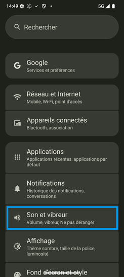 Étape 3 : Choisissez Son et vibreur.