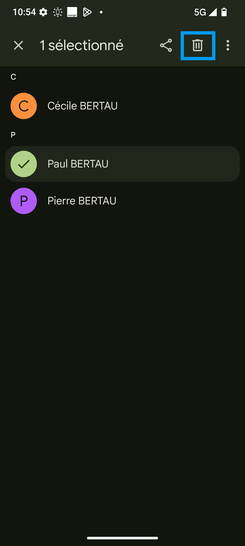 Étape 4 : Choisissez la Corbeille.