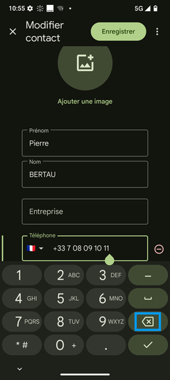Étape 6 : Sélectionnez la touche Effacer.