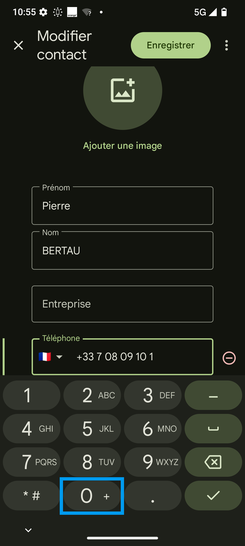 Étape 7 : Corrigez le numéro à l'aide du clavier virtuel.