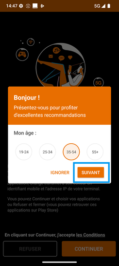 Étape 30 : Poursuivez avec Suivant.un encart intermédiaire peut afficher Optimisation des recommandations d'applications.