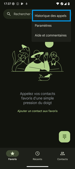 Étape 3 : Allez sur Historique des appels.