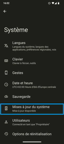 Étape 4 : Sélectionnez Mise à jour du système.dans notre exemple, une mise à jour est disponible.