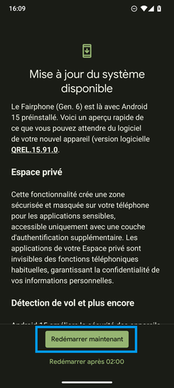 Étape 8 : Dans le cadre de notre démonstration, sélectionnez Redémarrer maintenant.