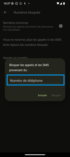 Étape 6 : Allez dans la zone du Numéro de téléphone.