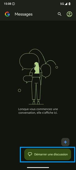 Étape 2 : Appuyez sur Démarrer une discussion.la première fois, une page Gemini apparaît. Sélectionnez continuez sans compte.