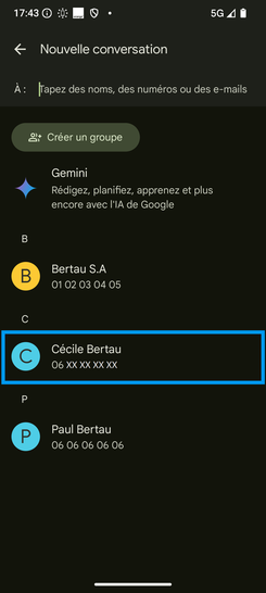 Étape 3 : Définissez un correspondant ou saisissez un numéro.