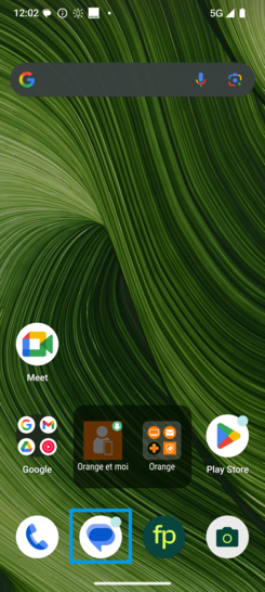 Étape 1 : Depuis la page d'accueil, sélectionnez l'application Messages (une petite pastille bleue ciel indique la réception d'un message).avant, une brève notification (pop-up) est brièvement apparue dans la partie supérieure de l'écran.