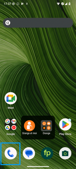 Étape 1 : Depuis la page d'accueil, allez sur l'application Téléphone.