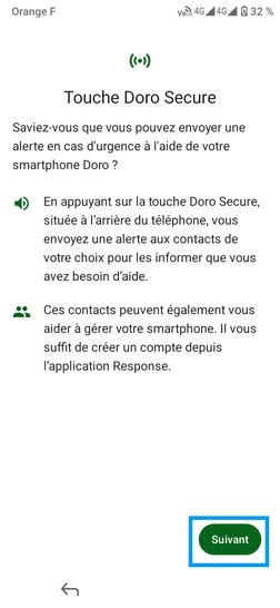 Étape 25 : La page suivante concerne la Touche Doro Secure: allez sur Suivant.