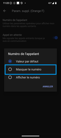 Étape 9 : Sélectionnez Masquer le numéro.