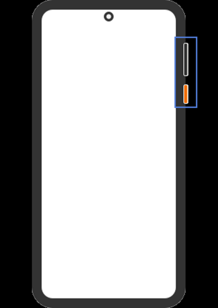 Étape 1 : Éteignez le mobile.Cette action peut se faire depuis n'importe quel écran.Faites un appui simultanée sur la Touche Volume Haut et la touche Marche-Arrêt.