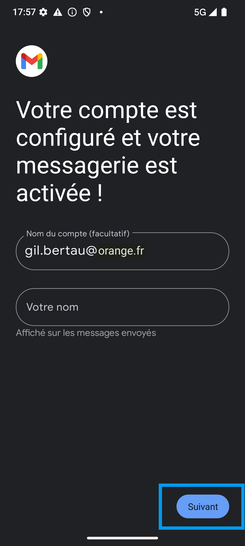 Étape 13 : Personnalisez le compte (facultatif) puis terminez avec Suivant.