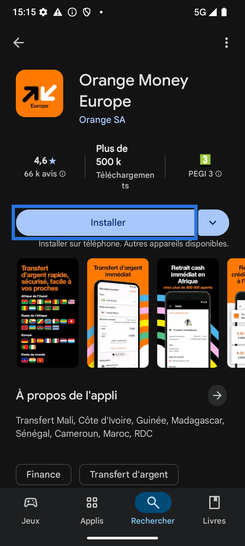 Étape 6 : Appuyez sur Installer pour lancer le téléchargement puis l'installation.