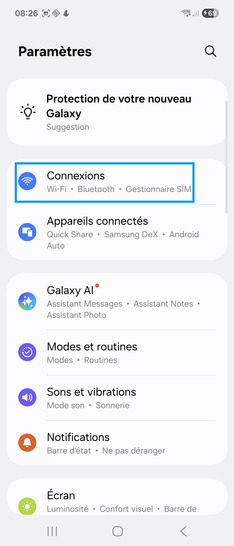 Étape 3 : Allez sur Connexions.