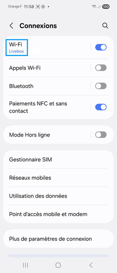 Étape 4 : Pressez Wi-Fi.