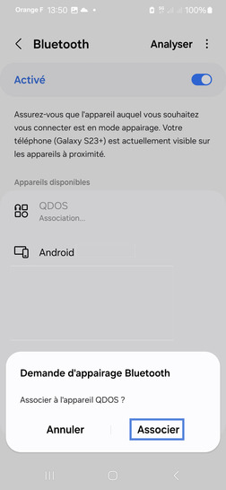 Étape 7 : Acceptez la demande d'appairage si besoin.Cliquez sur Associer.