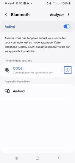 Étape 9 : Si vous souhaitez dissocier votre mobile, cliquez sur l’écrou face au matériel connecté.