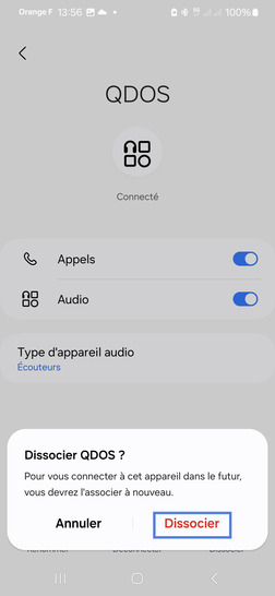 Étape 11 : Confirmez avec Dissocier.