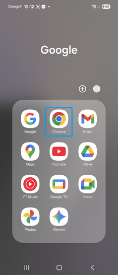 Étape 2 : Cliquez sur l’icône Chrome.