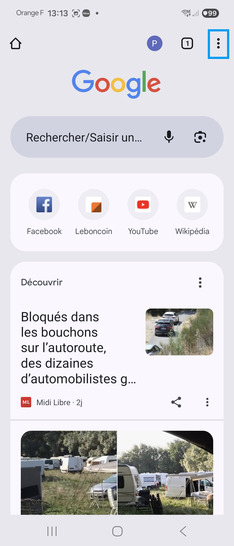 Étape 3 : Sélectionnez l'icône Options de votre navigateur.