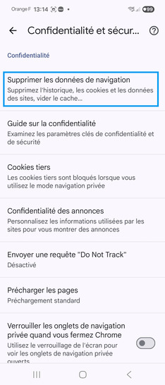 Étape 6 : Appuyez sur Supprimer les données de navigation.