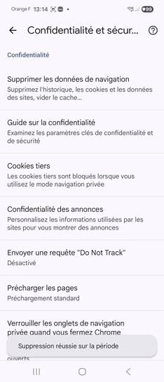Étape 8 : Vos données de navigation sont supprimées.Nous vous assurons que nous mettons tout en œuvre pour que vous puissiez gérer vos données en toute confiance.