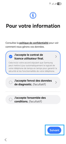 Étape 3 : Sélectionnez à minima, le Contrat utilisateur final puis cliquez sur Suivant.
