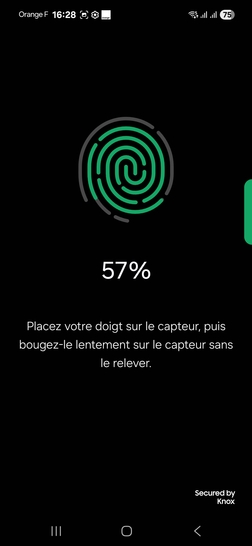 Étape 11 : Après avoir consulté les informations relatives à la numérisation. Suivez les instructions, posez votre doigt sur le capteur d'empreinte pour commencer l'enregistrement de l'empreinte digitale.