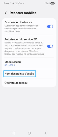 Étape 5 : Sélectionnez Nom des points d'accès.