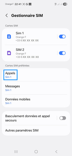 Étape 5 : Sélectionnez Appels.