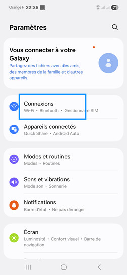 Étape 3 : Allez sur Connexions.