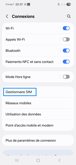 Étape 4 : Choisissez Gestionnaire SIM.