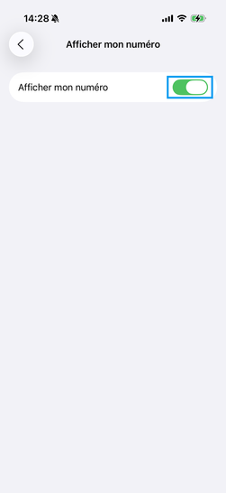 Étape 5 : La fonction est activée par défaut.Allez sur le bouton virtuel pour désactiver l'affichage : il glisse vers la gauche et son pourtour passe du vert au gris.