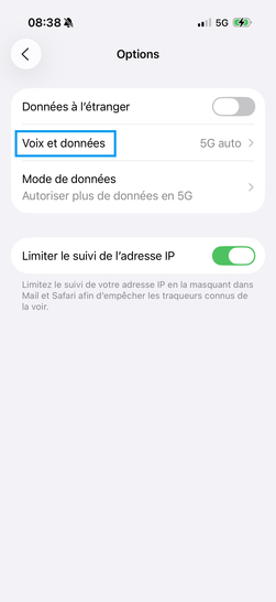 Étape 4 : Choisissez Voix et données.