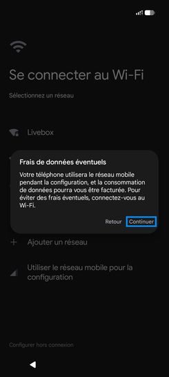 Étape 5 : Consultez l'avertissement et poursuivez avec Continuer.
