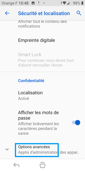 Étape 4 : Dépliez les Options avancées.