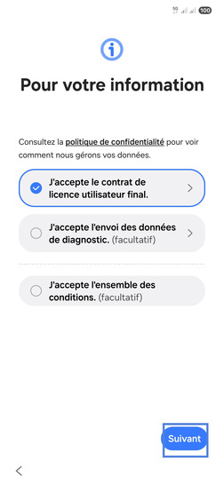 Étape 3 : Acceptez à minima, le Contrat utilisateur final puis validez avec Accepter.