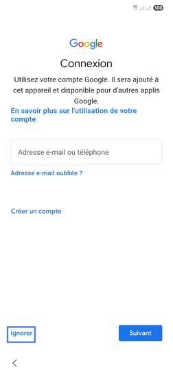 Étape 8 : Allez sur Ignorer.
