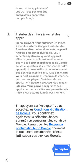 Étape 12 : Faîtes défiler l'écran puis validez Accepter.