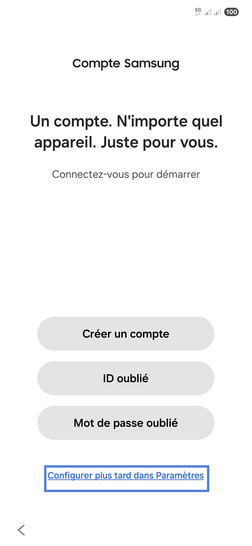 Étape 17 : Allez sur Configurer plus tard dans Paramètres.