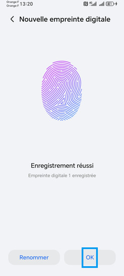 Étape 9 : L'enregistrement est terminé, validez avec OK.