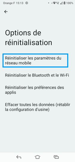 Étape 5 : Cliquez sur Réinitialiser les paramètres du réseau mobile.