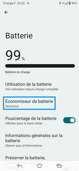 Étape 4 : Choisissez Économiseur de batterie.