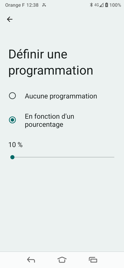 Étape 6 : Gestion de l'économiseur : vous pouvez définir un seuil (%) en deçà duquel, il se déclenchera automatiquement.À l'issue, sélectionnez la touche virtuelle Home pour revenir sur l'écran d'accueil.Nous sommes là pour vous guider à chaque étape et nous assurons que votre expérience avec votre mobile sous Android 14 soit fluide et sans souci.