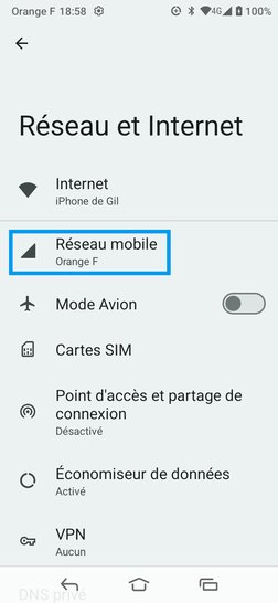 Étape 4 : Sélectionnez Réseau mobile.