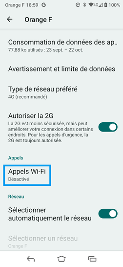 Étape 6 : Choisissez Appels Wi-Fi.