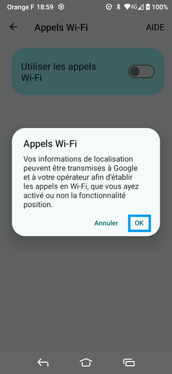 Étape 8 : Après consultation de l'avertissement, confirmez avec OK.