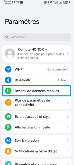 Étape 2 : Choisissez Réseau de données mobiles.