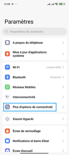 Étape 2 : Choisissez Plus d'options de connectivité.